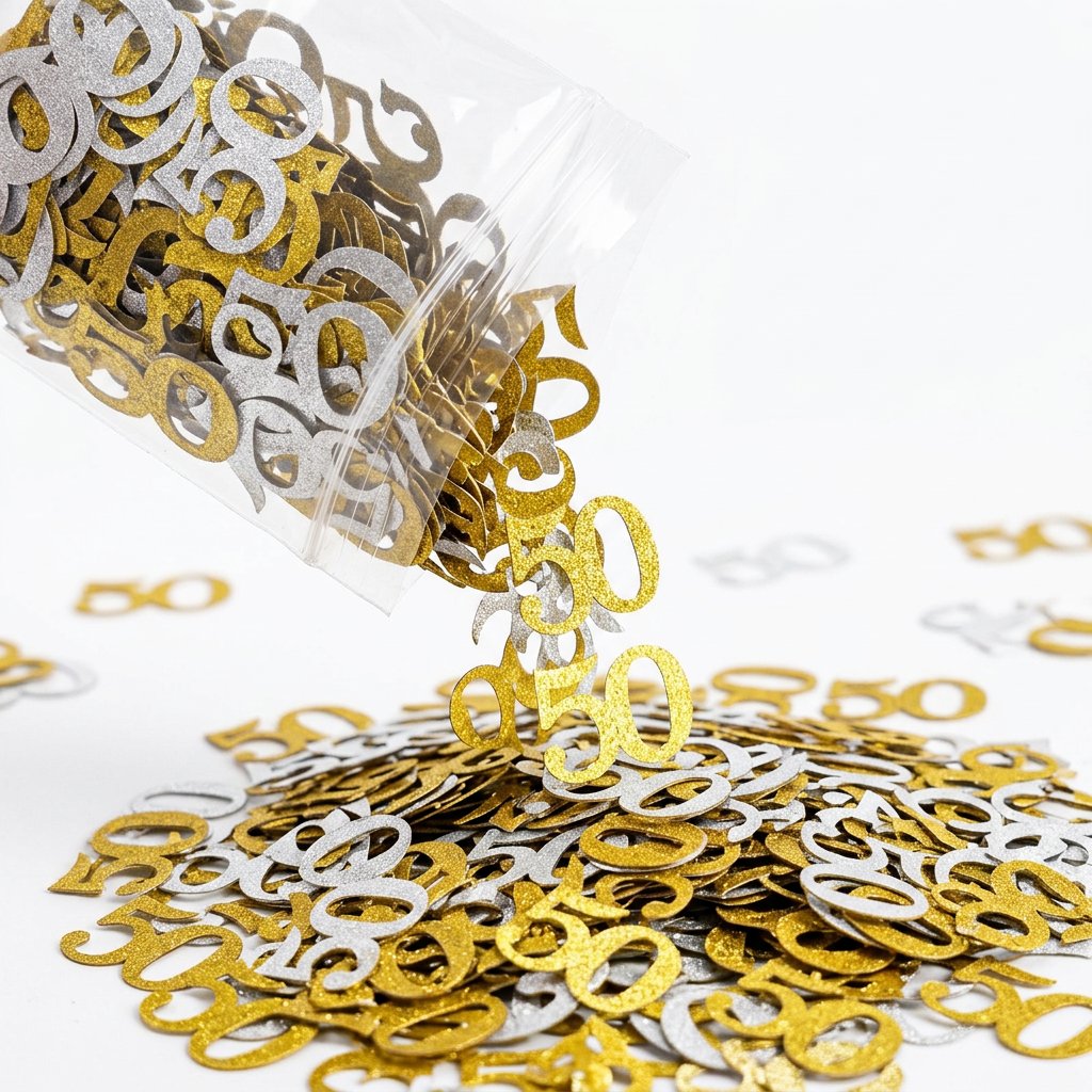 120Pcs 50th Birthday Confetti  - Table Number Gold recension och pris
