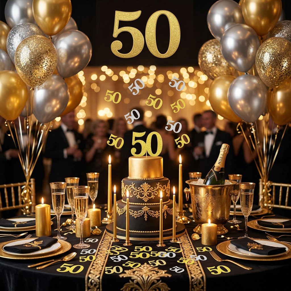 120Pcs 50th Birthday Confetti  - Table Number Gold recension och pris